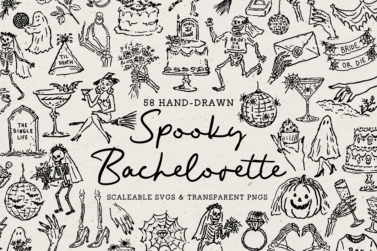 Halloween Bachelorette Clipart, a Seasonal Illustration by The October Creative (Photo 1 of 6)