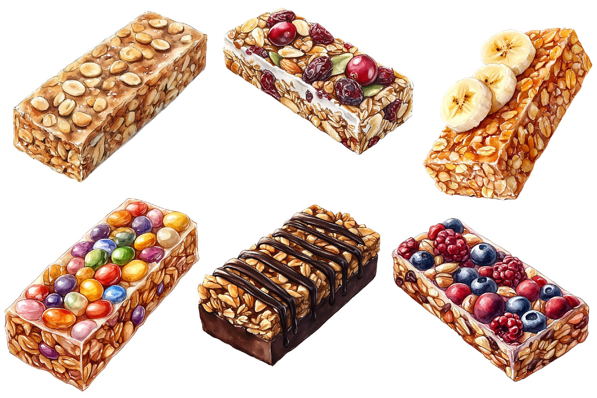 Granola Bar Watercolor Clipart, an Illustration by Designworld (Photo 4 of 7)