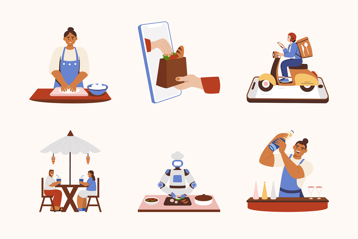 Food and Delivery Illustration Set, a Food Illustration by Vectors Market (Photo 9 of 9)