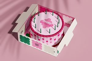 Open Cake Box Packaging Mockup