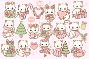 Cute Kawaii Cat Clipart PNG Bundle, an Animal Illustration by Blumensdiary (Thumbnail 2 of 11)