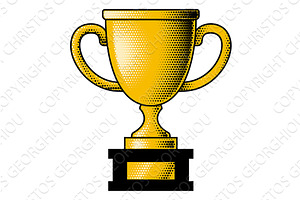 Retro Gold Trophy Cup Award Icon, an Illustration by Christos Georghiou