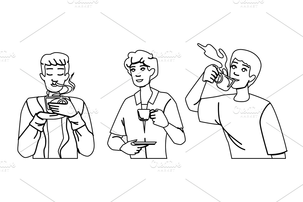 tea coffee man cup vector, a Person Illustration by pikepicture