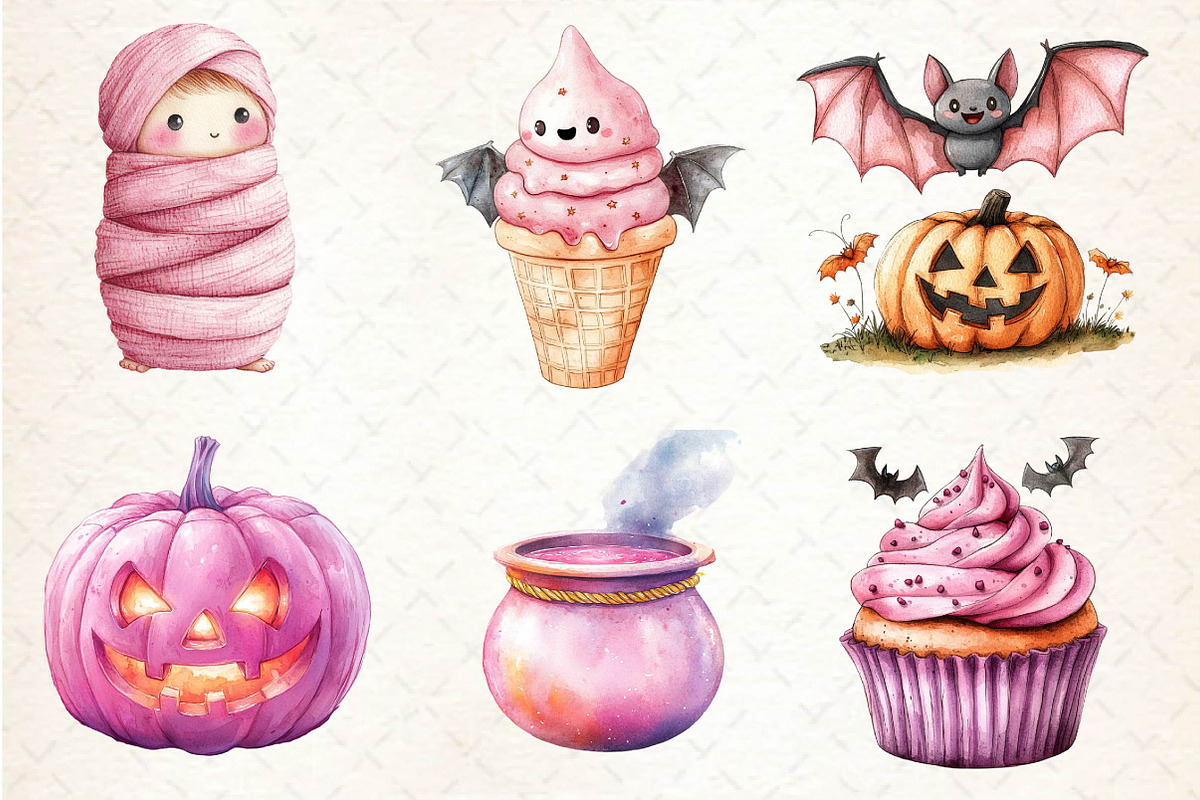 Pink Pastel Halloween Clipart, an Illustration by Dream Creation (Photo 5 of 7)