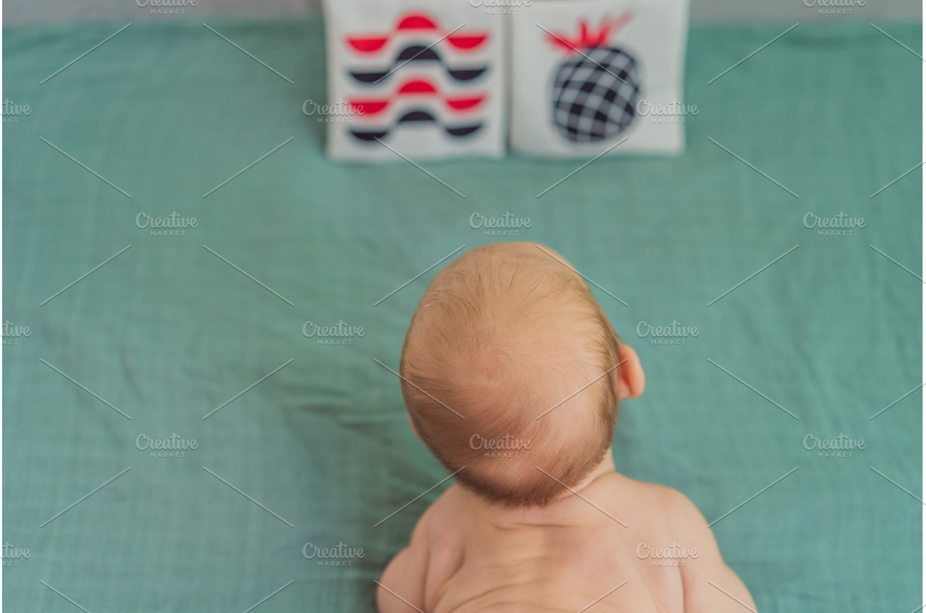 Newborn baby looking at black, white, a School & Education Photo by Elizaveta Galitskaya