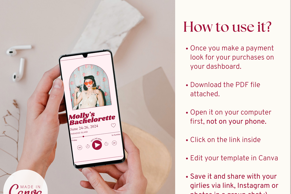 Bachelorette Planner Canva Template, an Invitation Template by Story Native (Photo 2 of 8)
