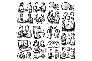 Communication and People Icons Set, an Object Graphic by nikagraphic