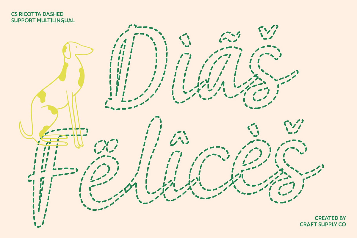 CS Ricotta Dashed, a Script Font by Craft Supply Co. (Photo 7 of 8)