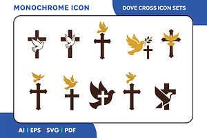 Dove & Cross Duotone Icon Set, a Duotone Icon by Fontmine Studio