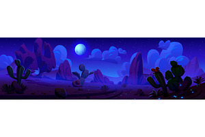 Night Canyon Desert Landscape With