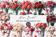 Watercolor Rose Bucket clipart, an Illustration by Designworld (Thumbnail 1 of 5)