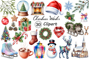 Christmas Timeless Winter Clipart, an Illustration by Creative Art