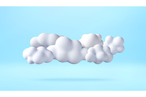 3D White puffy cloud icon, an Object Illustration by Abscent