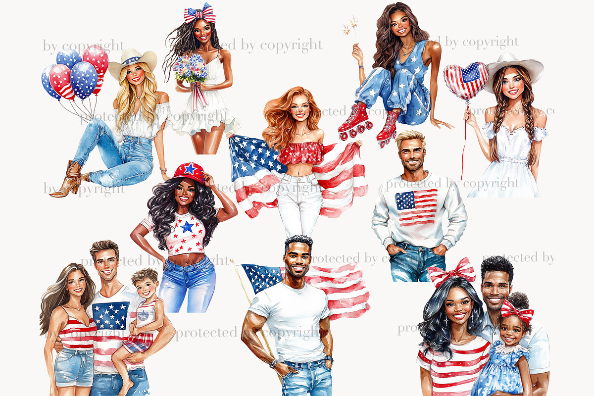 4th of July Clip Art Patriotic, a Person Illustration by GlamArtZhanna (Photo 5 of 8)