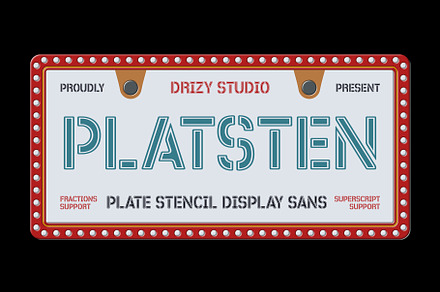 Platsten - Plate Stencil Font, a Sans Serif Font by Drizy