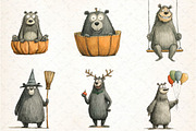 Quirky Funny Bear Clipart, an Illustration by DreamCafeArt (Thumbnail 7 of 7)