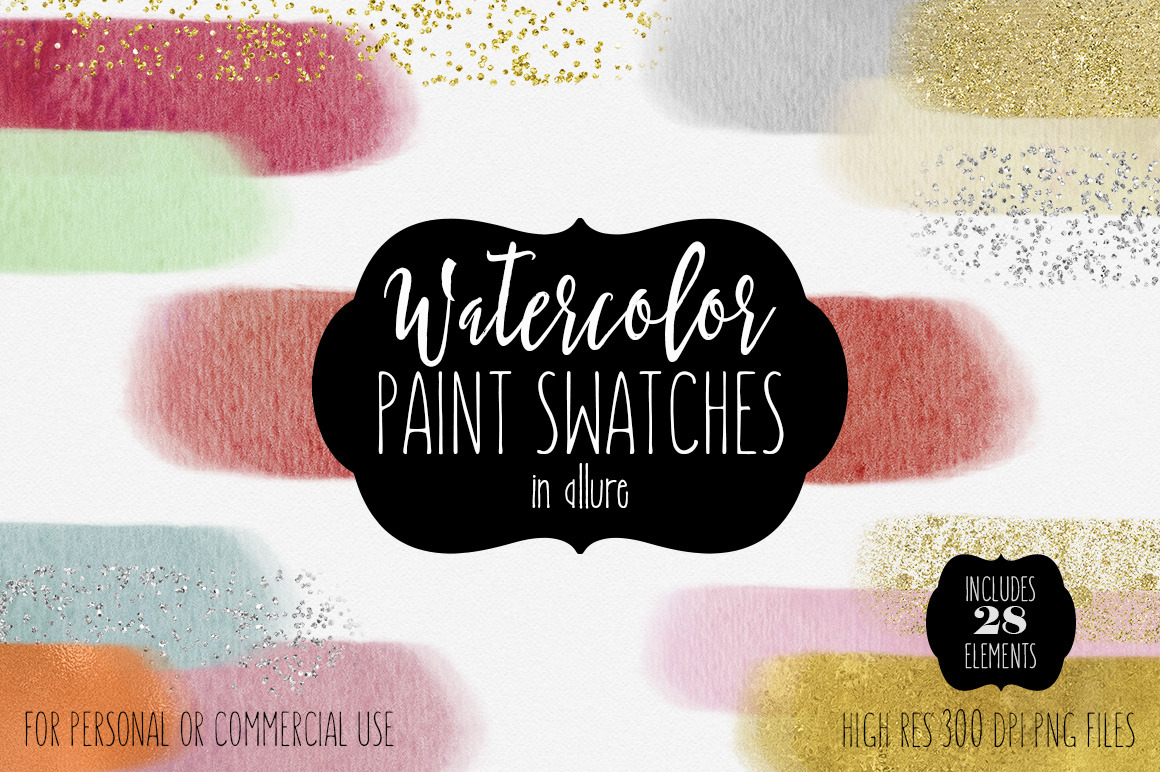 Watercolor Paint Stroke Headers, a Texture Graphic by ClipartBrat Graphics