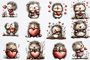 Quirky Valentine Day Hedgehog png, an Illustration by Watercolor design (Thumbnail 2 of 6)