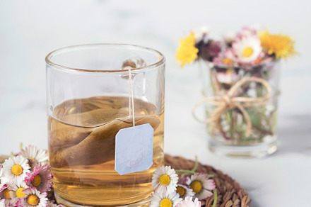 chamomile hot tea and daisies, a Food & Drink Photo by esthermm