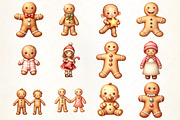 Gingerbread Man Family Clipar, an Illustration by CrexoraLab (Thumbnail 2 of 5)