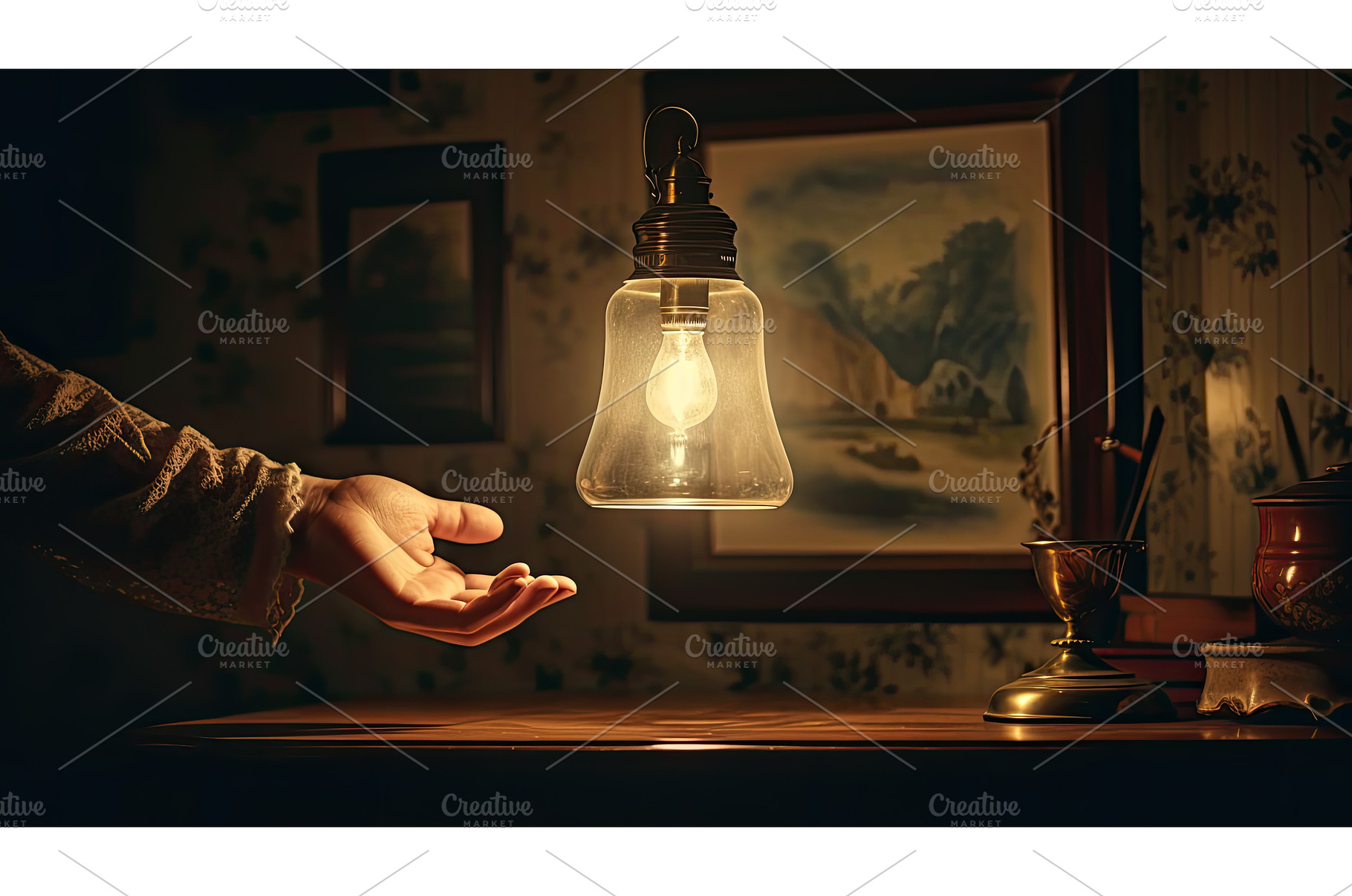 lamp turn on light ai generated, an Arts & Entertainment Photo by pikepicture