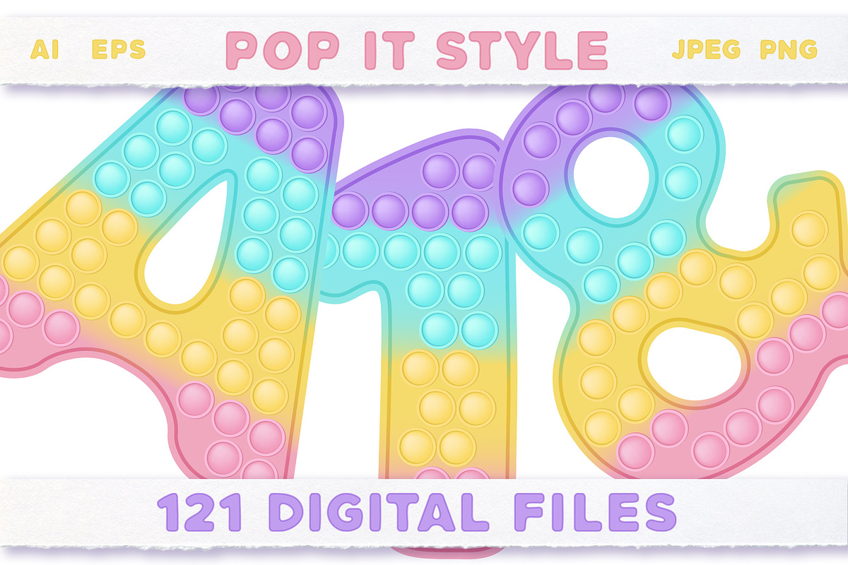 Pop it pastel alphabet & numbers, an Education Illustration by VectoriyA (Photo 3 of 6)