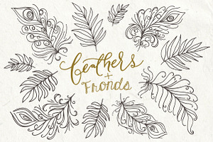 Feathers Clipart + Bonus Templates
