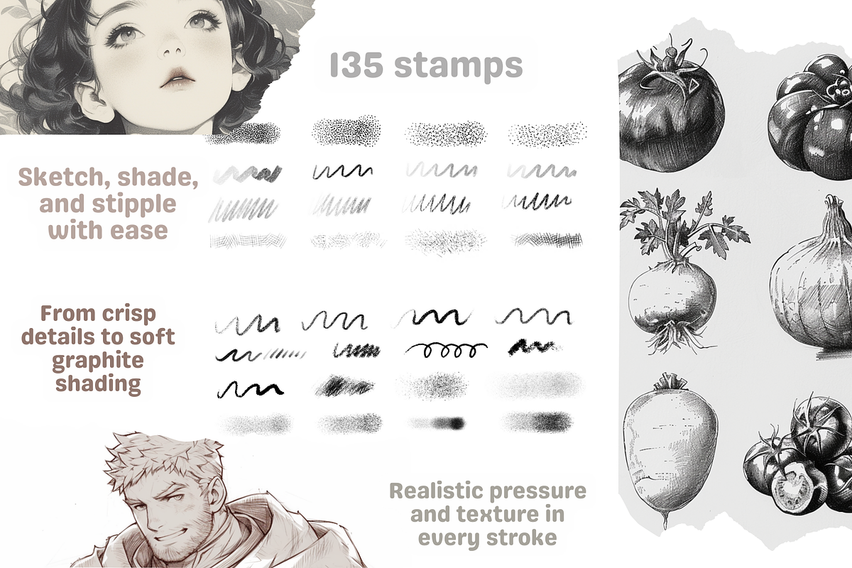 Pencil Sketch Procreate Brushes, a Brush Add-On by nikiartcorner (Photo 2 of 9)