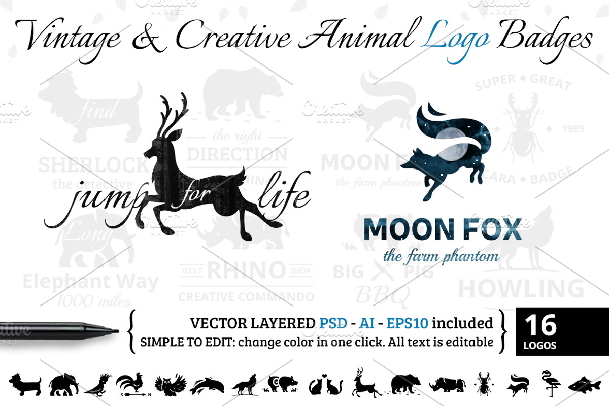 Vintage & Creative Animal Logo Badge, a Branding & Logo Template by Manudesign (Photo 1 of 9)