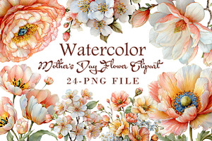 Mother's Day Flower Clipart, an Illustration by Libby Wishes