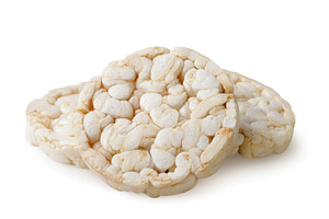 Rice cakes close-up on a white