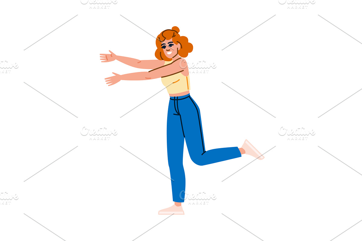 Happy young woman opening arms for a, a Person Illustration by pikepicture