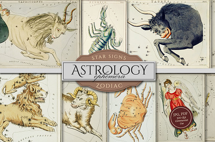 Vintage Astrology Illustrations, an Illustration by Secret Helper