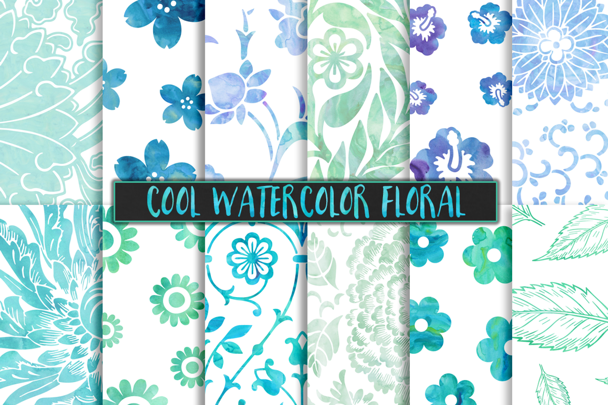 Cool Watercolor Floral Backgrounds, a Pattern Graphic by Paper Element (Photo 1 of 7)
