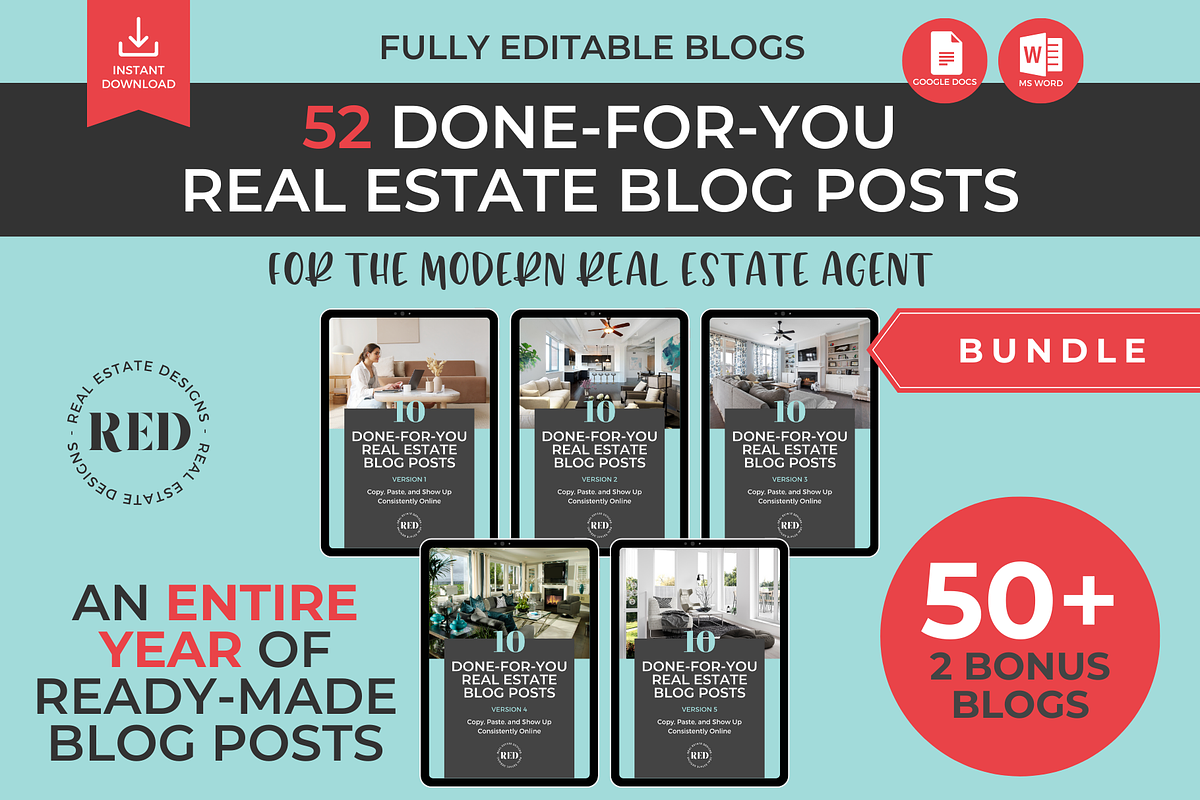 52 DONE FOR YOU REAL ESTATE BLOGS, a Templates & Theme by Jennifer Magri Templates (Photo 1 of 8)