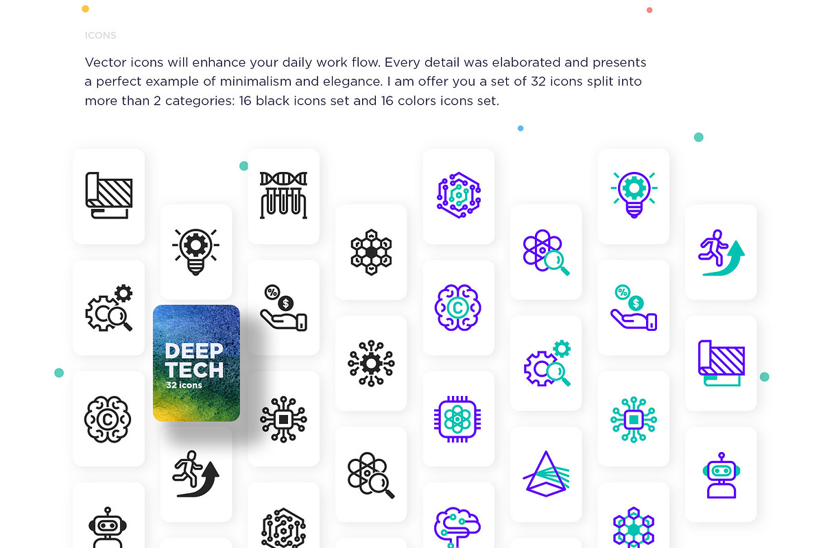 Deep Tech | 32 Icons Set, an Outline Icon by Marina Silence (Photo 2 of 17)