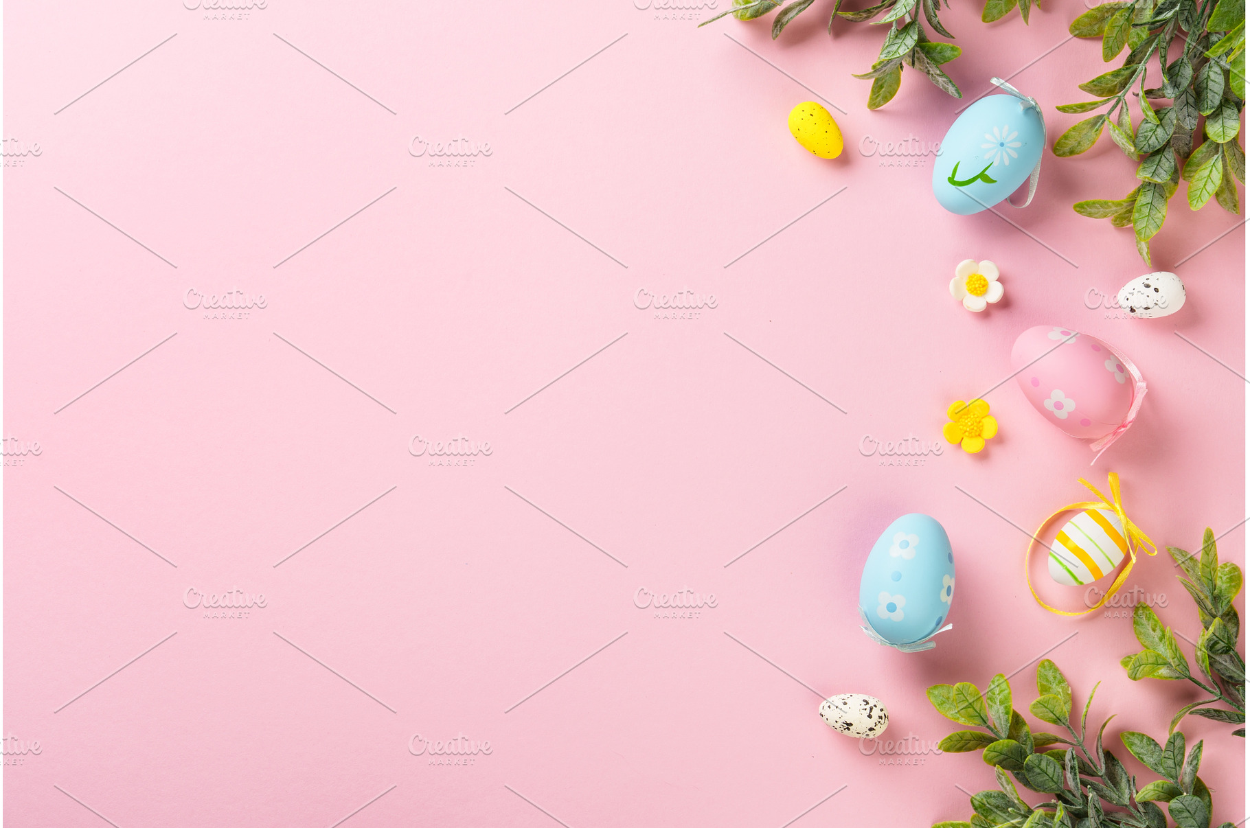 Easter eggs on colored background., a Holiday Photo by Nadia-nb