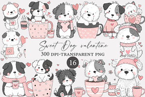 Sweet Dog valentine clipart, an Illustration by Designworld