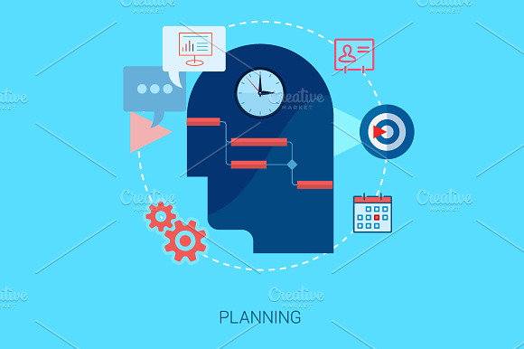 Planning Concept Flat Icons.