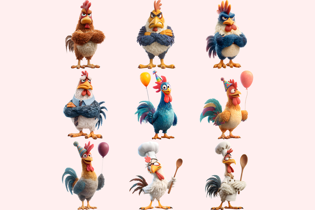 Rooster PNG Clipart Bundle, a Graphic by M9 Design (Photo 2 of 9)