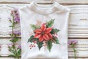 Watercolor Holiday Floral Clipart, an Illustration by CraftArtStudio (Thumbnail 5 of 6)