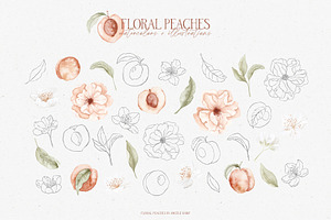 Floral Peaches Watercolor Flowers