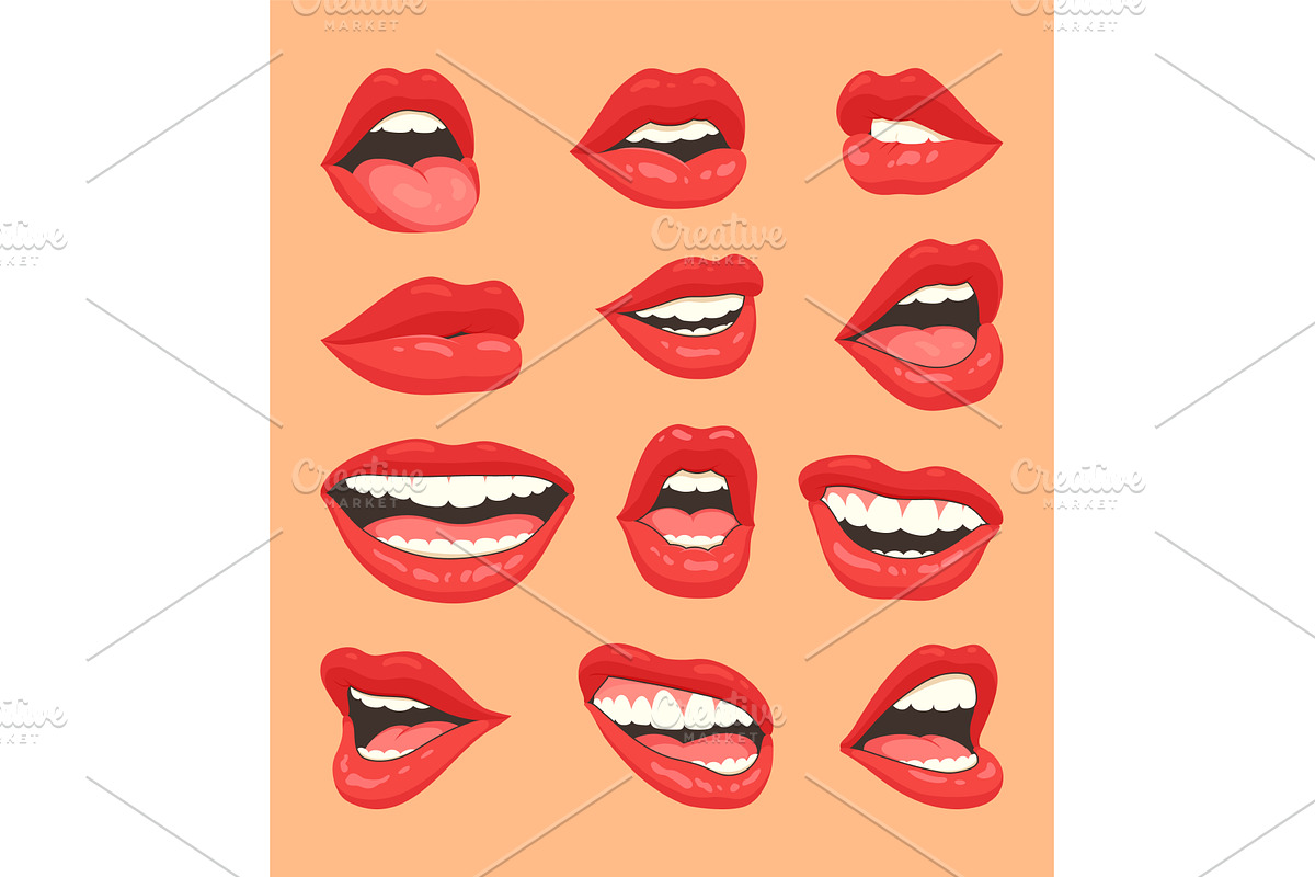 Red lips female collection. Women, a Person Illustration by the8monkey