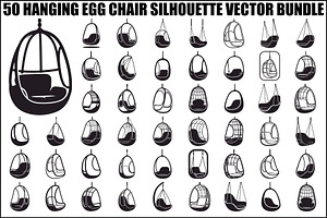 Hanging Egg Chair Silhouette Bundle, an Illustration by Designer_Momina