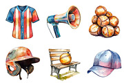 Vintage Softball Clipart, a Seasonal Illustration by DreamArtGraphic (Thumbnail 2 of 4)