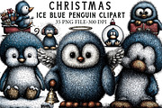 Christmas Ice Blue Penguin Clipart, an Illustration by Libby Wishes (Thumbnail 1 of 7)