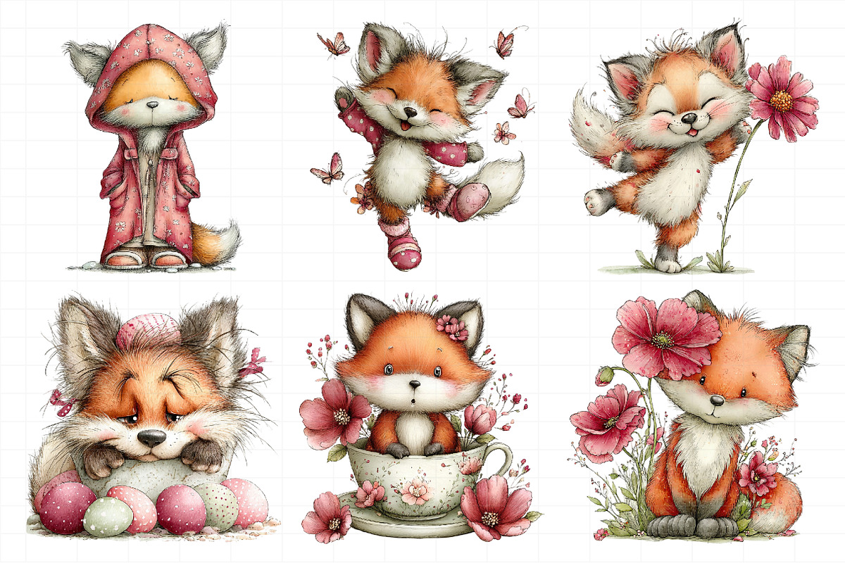 Whimsical Spring Funny Fox Clipart, an Illustration by Daily.Designs (Photo 8 of 8)