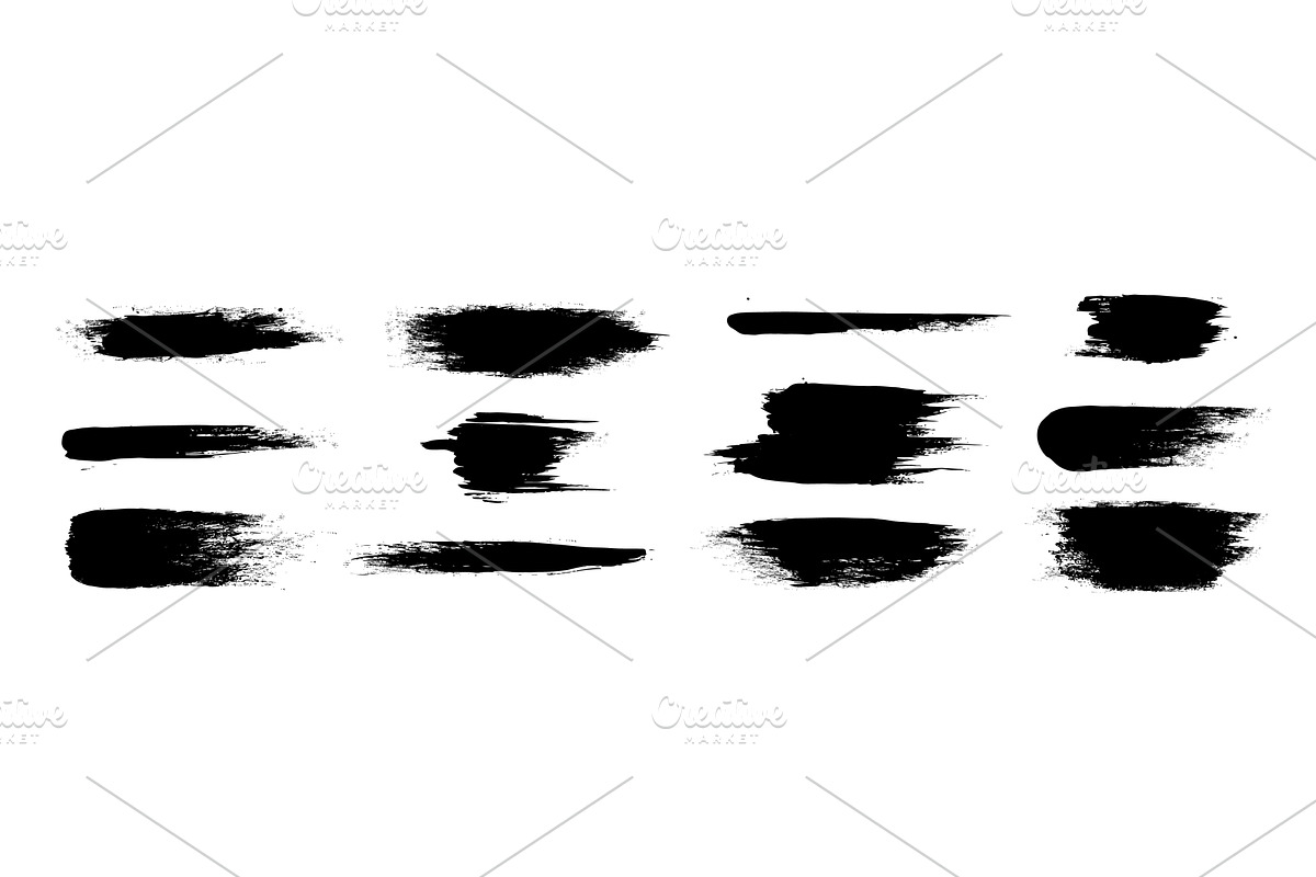 Black paint brushes set isolated on, an Illustration by art PVP - market