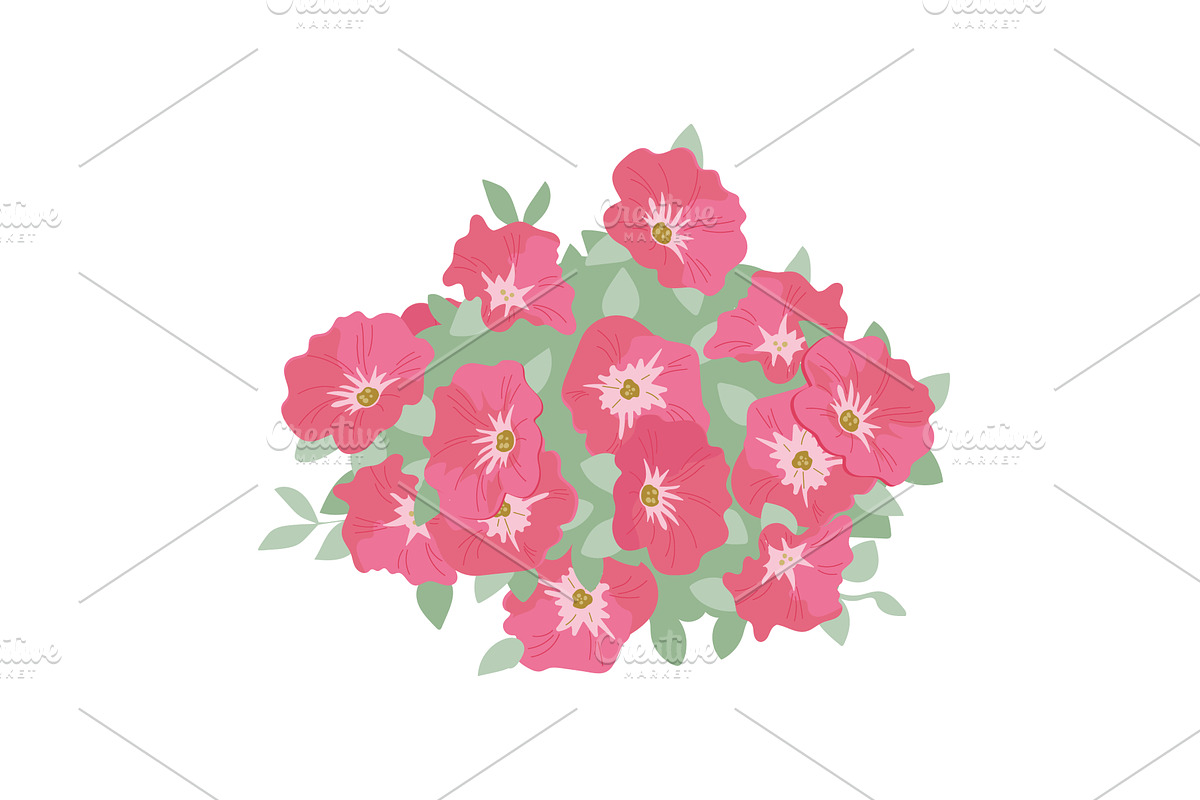 Bouquet of petunia flowers isolated, an Object Illustration by Toltemara