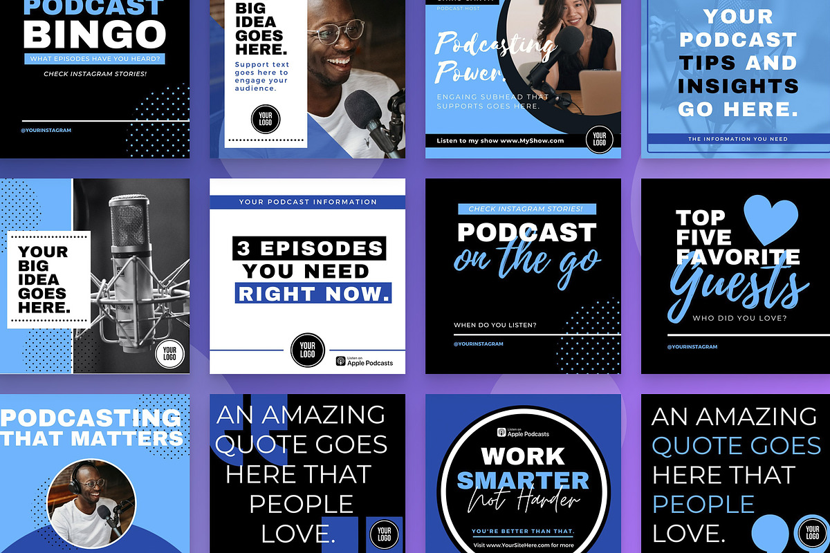 Podcast Social Media Templates, a Social Media Template by Mike Brennan Art & Design (Photo 2 of 4)